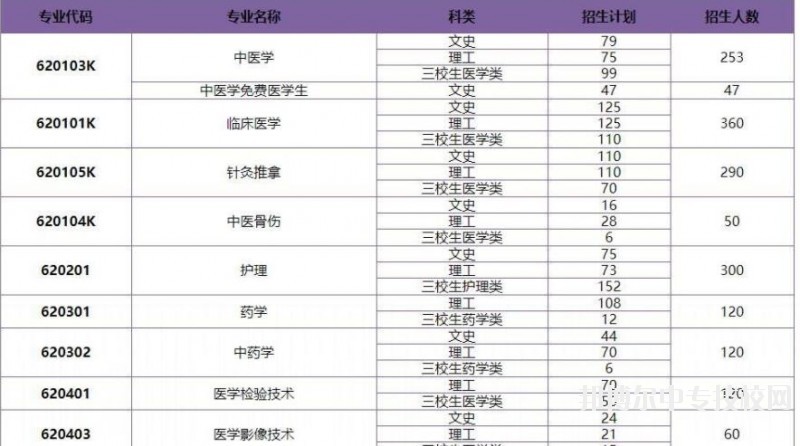 保山中醫(yī)藥高等專科學校2018年普通?？普猩鷮I(yè)及計劃人數(shù)